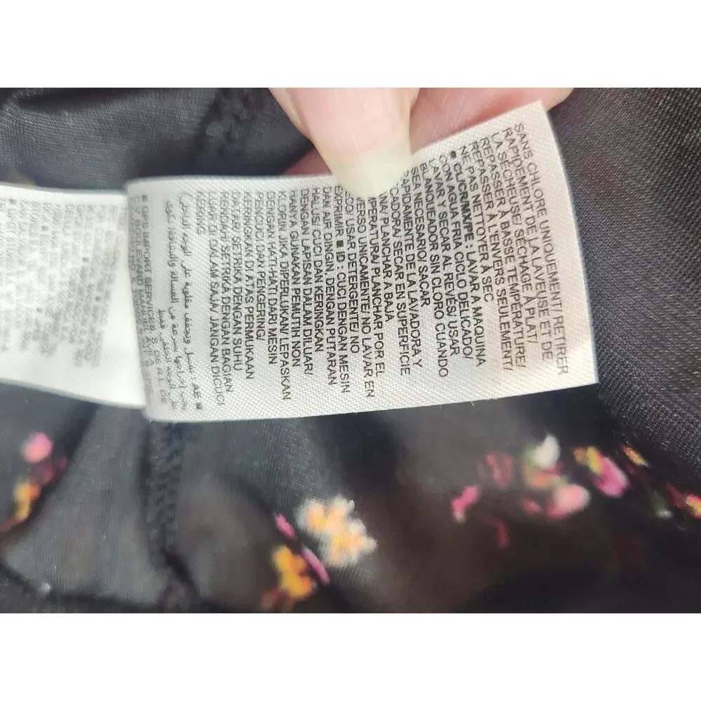 Old Navy Girls XL 14-16 Black Velvet Floral Dress Puff Sleeve Tiered‎